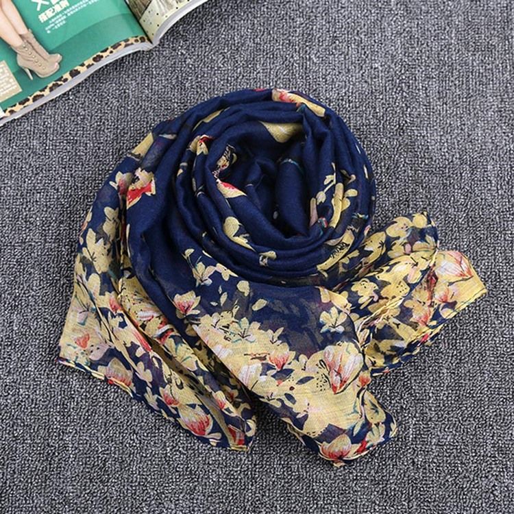 Women's Voile Vintage Print Floral Scarves