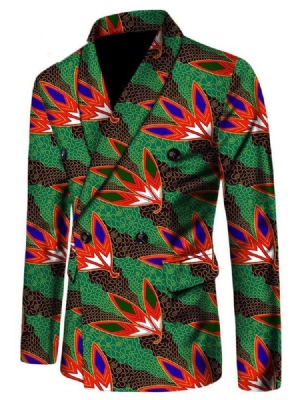 Afrikansk Etnisk Stil Dobbeltbrystet Herre Slim Leisure Blazer