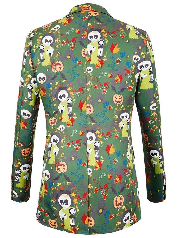 Cartoon Print Slim Christmas Blazers Til Mænd