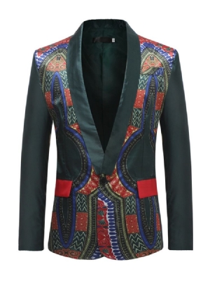 Dashiki Print One Button Herre Casual Blazer