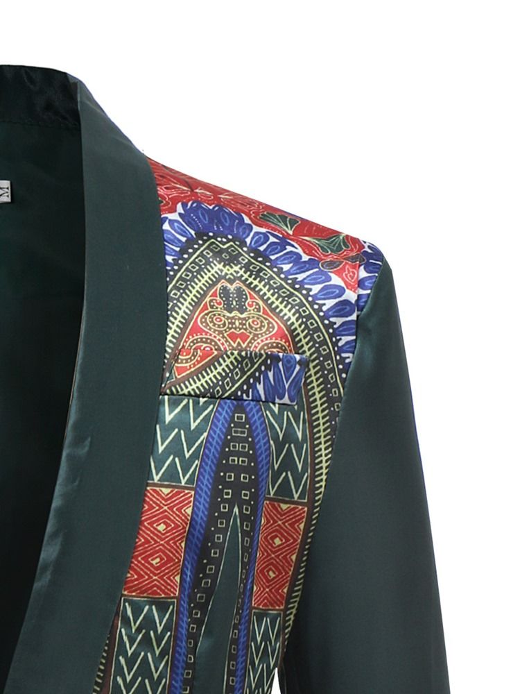 Dashiki Print One Button Herre Casual Blazer