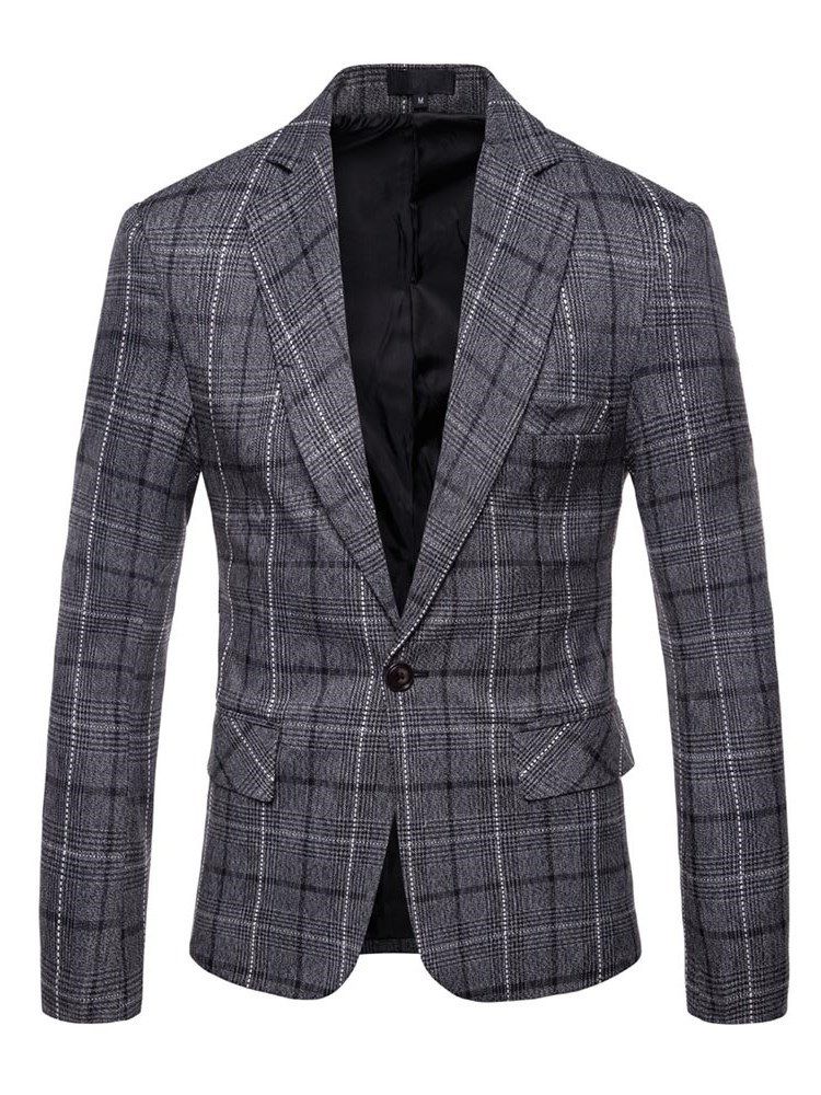 Ericdres Plaid One Button Straight Casual Blazer Til Mænd