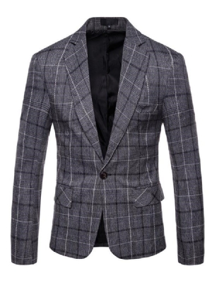 Ericdres Plaid One Button Straight Casual Blazer Til Mænd