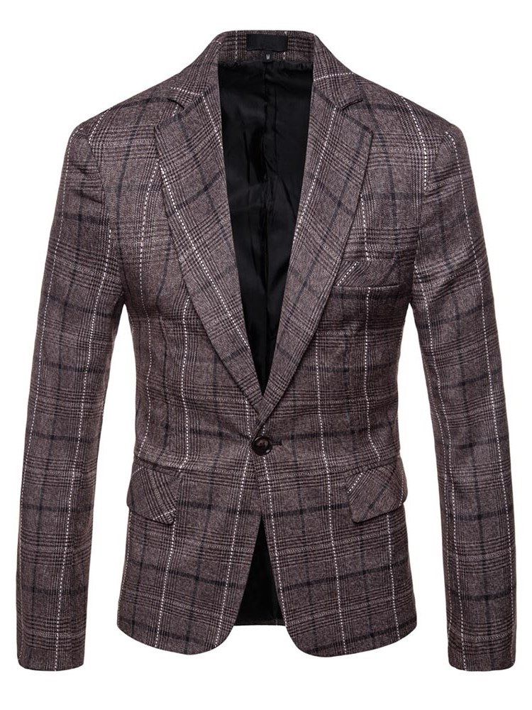 Ericdres Plaid One Button Straight Casual Blazer Til Mænd