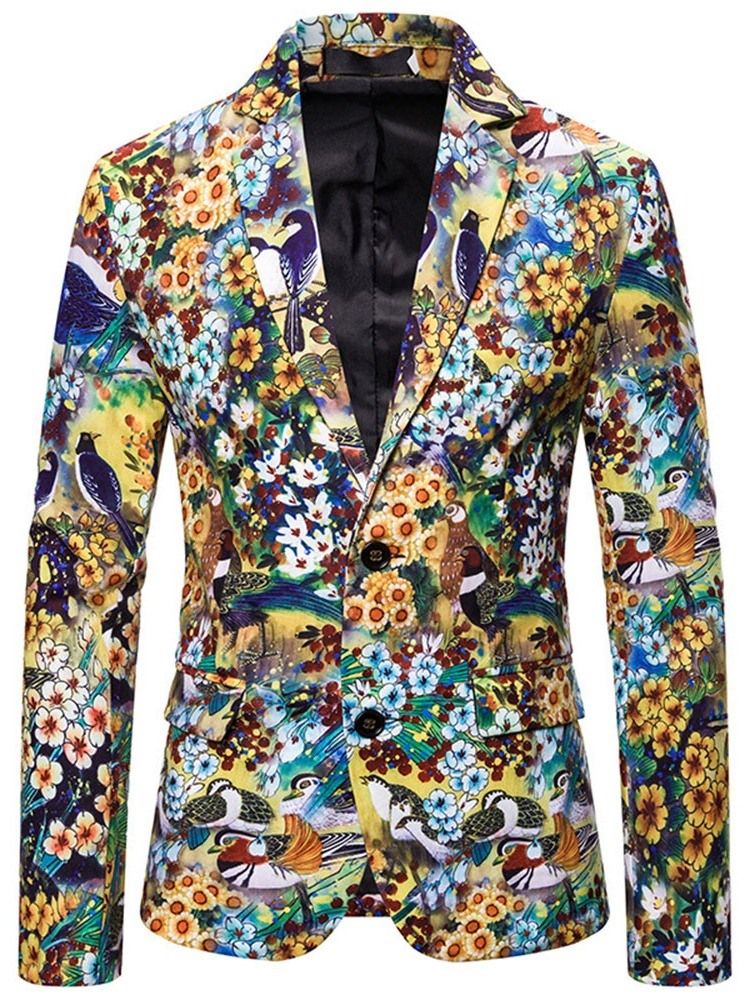 Fashion Notched Revers Floral Men's Leisure Blazers