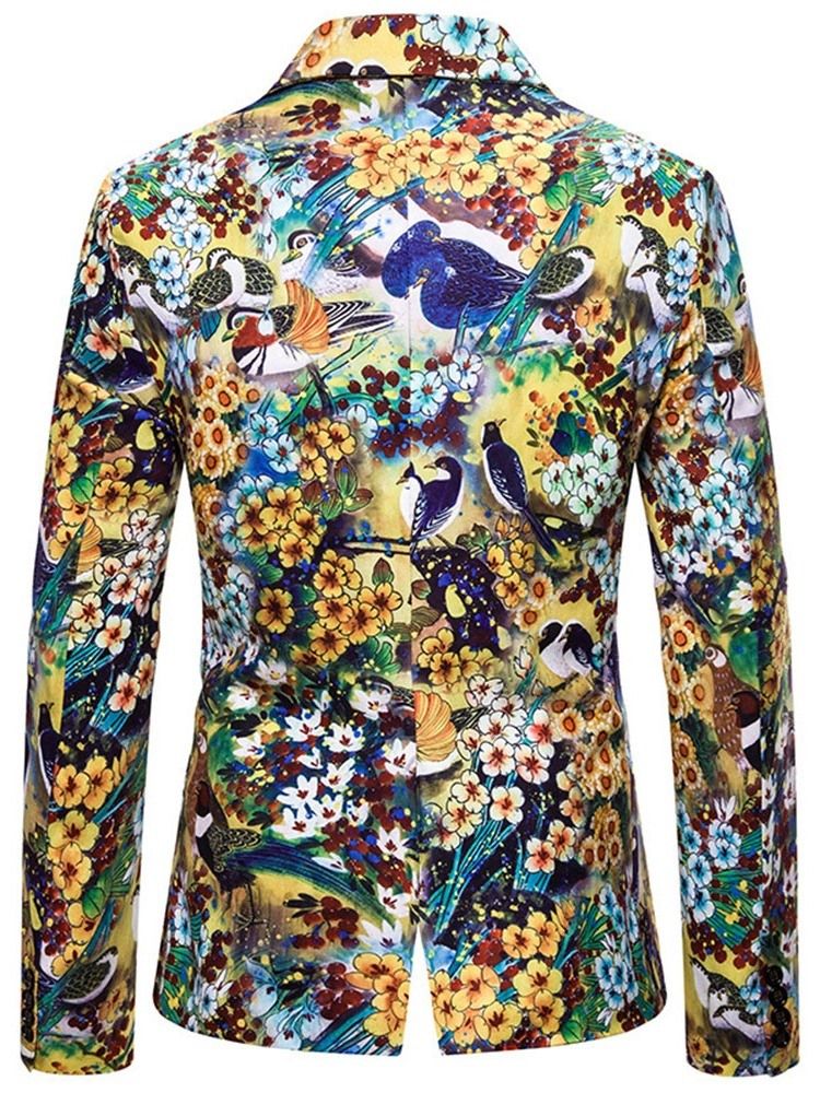 Fashion Notched Revers Floral Men's Leisure Blazers