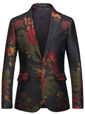 Floral Print One Button Noted Revers Herre Casual Ball Blazer