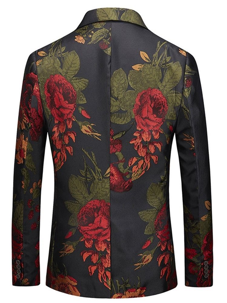 Floral Print One Button Noted Revers Herre Casual Ball Blazer