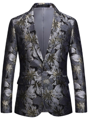 Floral Print Revers Straight One Button Herre Casual Blazer