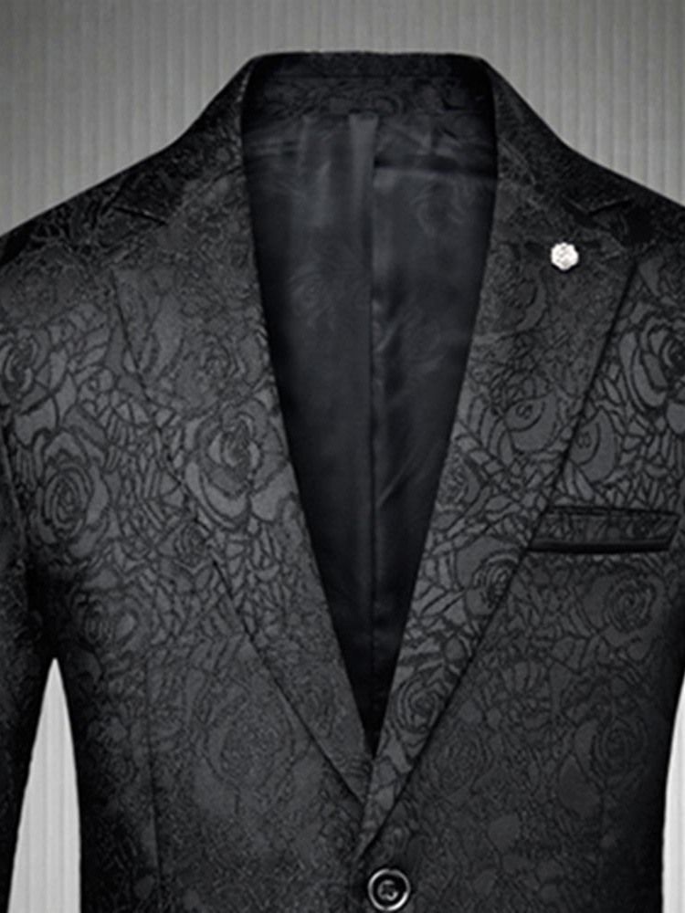 Floral Printed One Button Slim Mens Casual Ball Blazer