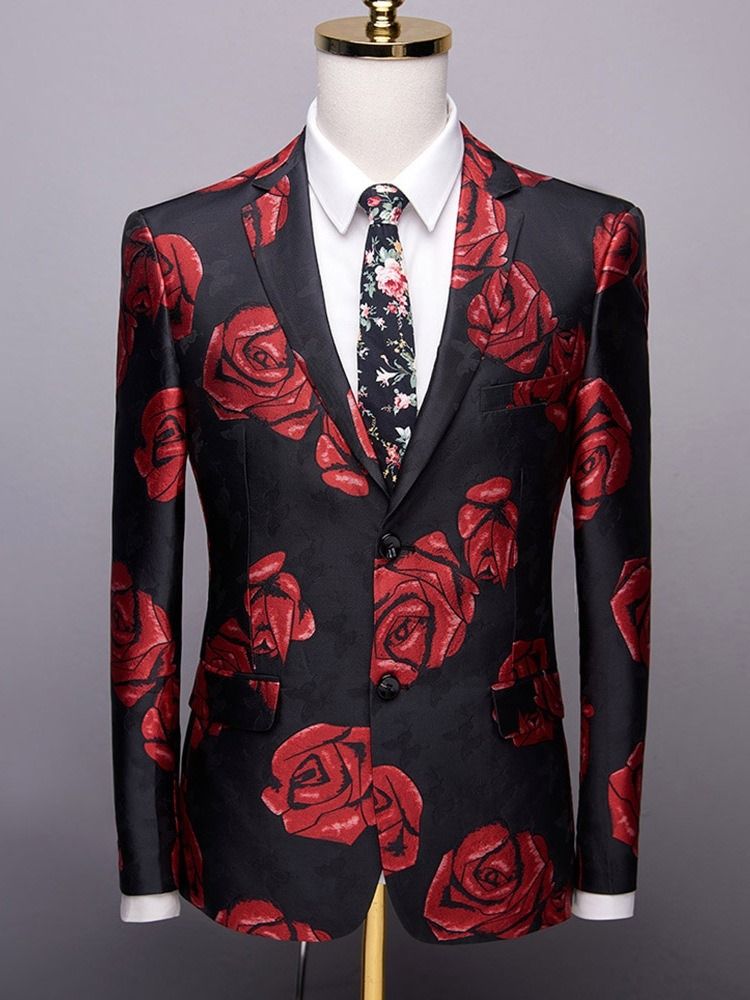 Floral Slim Print Herre Fritids Blazer