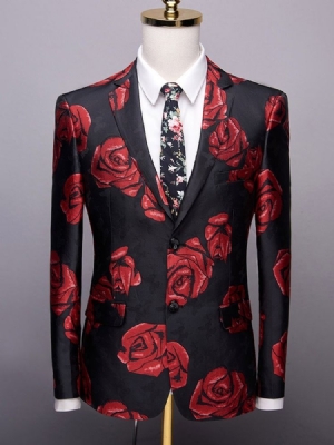 Floral Slim Print Herre Fritids Blazer