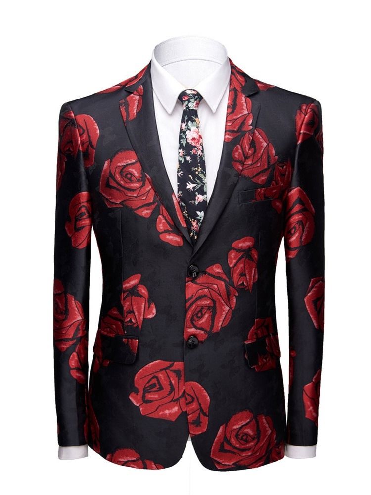 Floral Slim Print Herre Fritids Blazer