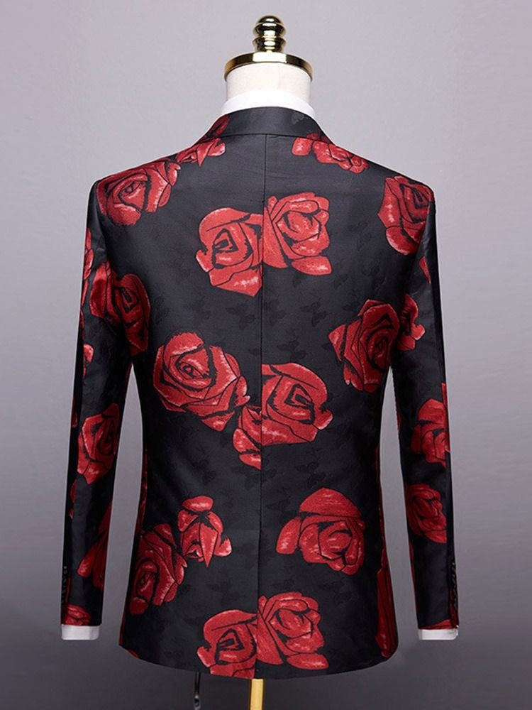 Floral Slim Print Herre Fritids Blazer