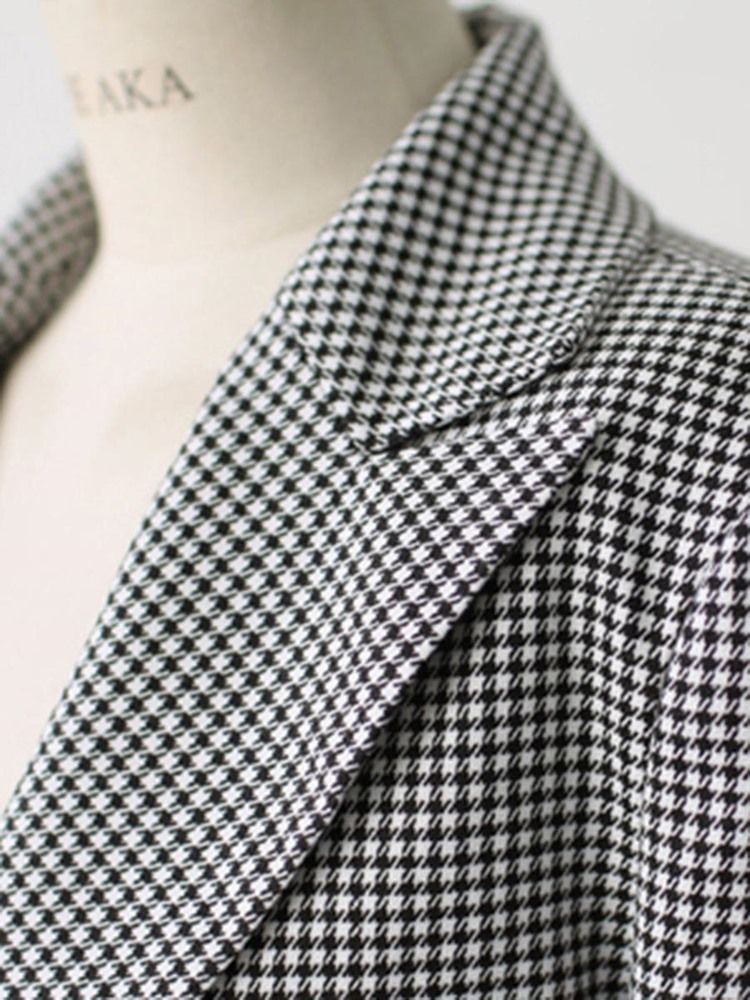 Houndstooth Blazer Womens Slim Houndstooth One Button Women's Blazer