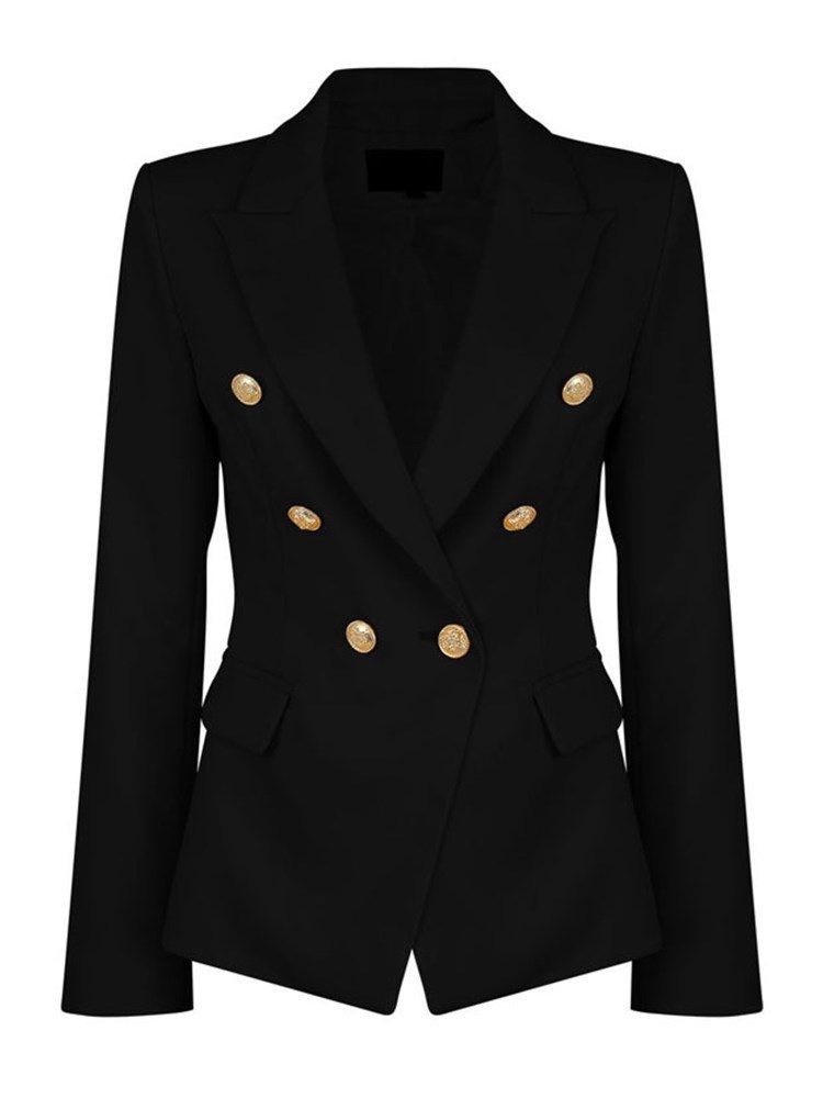 Kvinders Knap Dobbeltbryst Almindelig Blazer