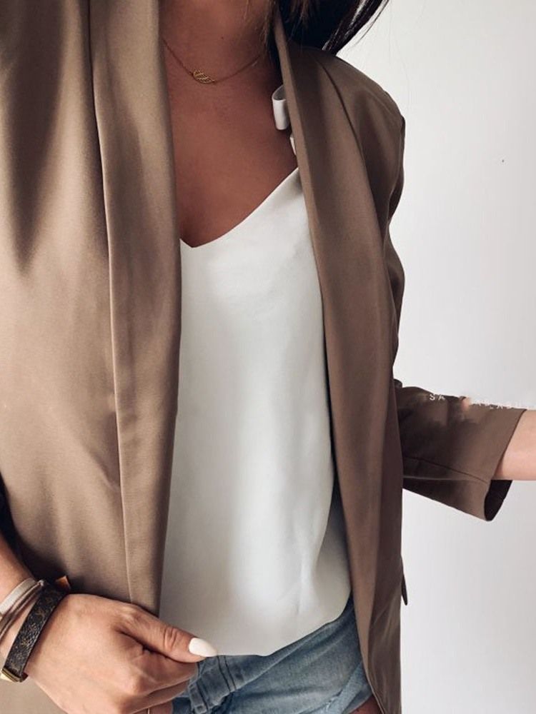 Kvinders Trekvart Ærme Almindelig Mellemlang Efterår Casual Blazer