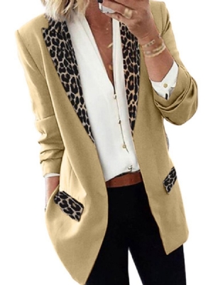 Lapel Leopard Wrapped Fall Mid-length Casual Women's Blazer