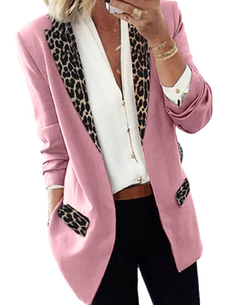 Lapel Leopard Wrapped Fall Mid-length Casual Women's Blazer