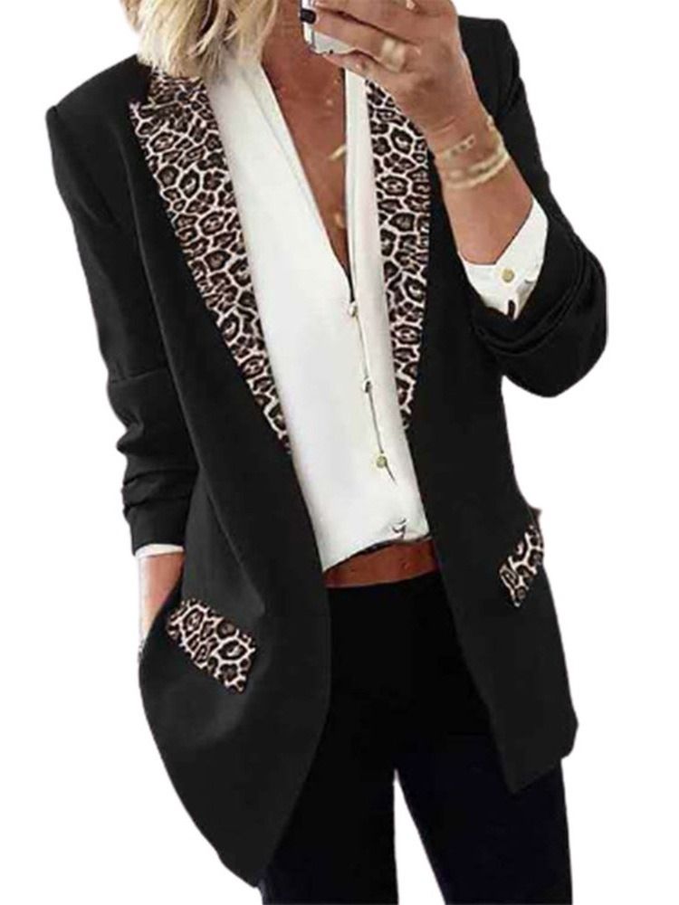 Lapel Leopard Wrapped Fall Mid-length Casual Women's Blazer