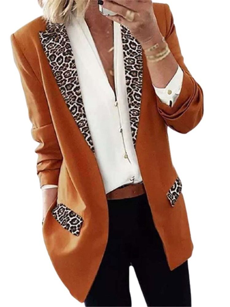 Lapel Leopard Wrapped Fall Mid-length Casual Women's Blazer