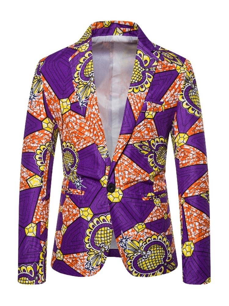 Loose One Button Print Herre Fritidsblazer