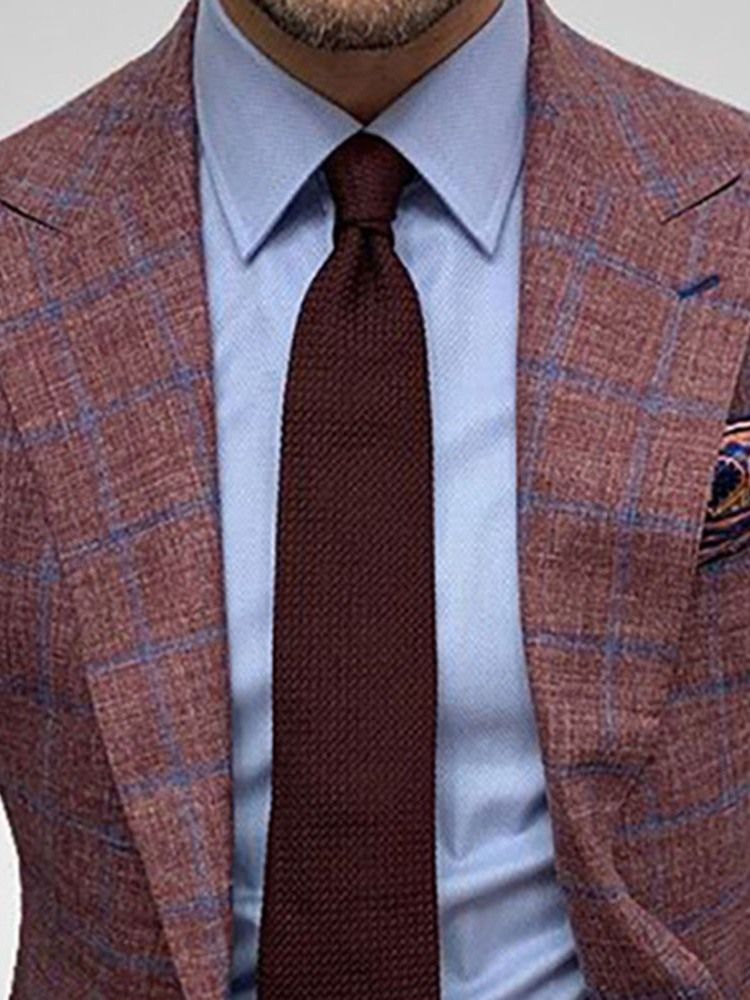 Mænds Frakke Plaid Notched Revers Formel Blazer