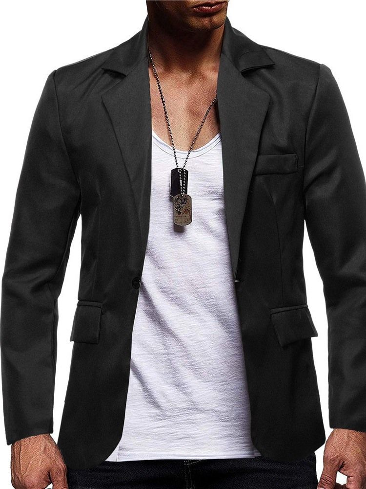 Notched Lapel Slim One Button Men's Leisure Blazer