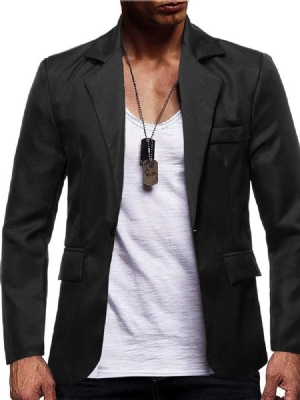 Notched Lapel Slim One Button Men's Leisure Blazer