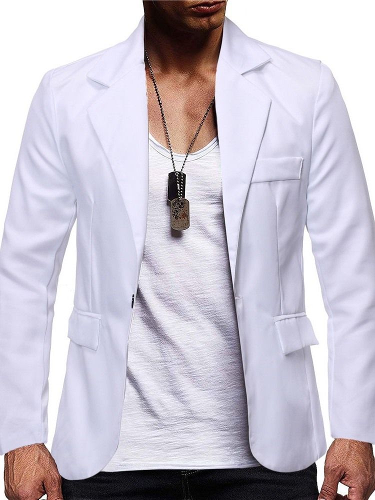 Notched Lapel Slim One Button Men's Leisure Blazer