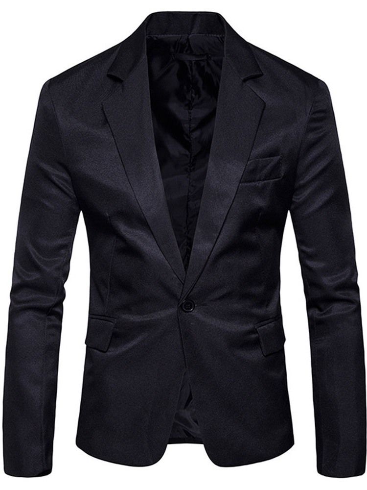 Notched Lapel Slim One Button Men's Leisure Blazer