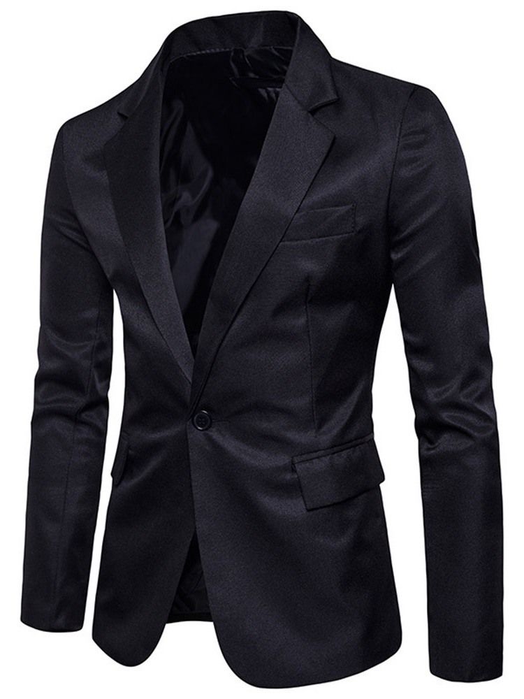 Notched Lapel Slim One Button Men's Leisure Blazer