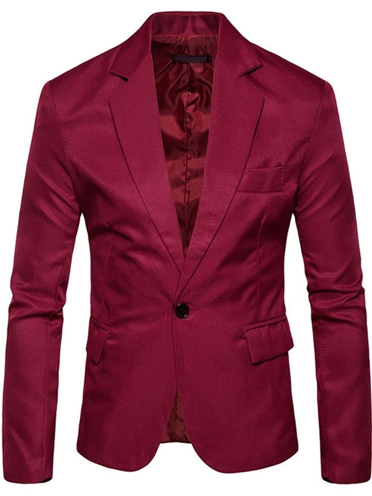 Notched Lapel Slim One Button Men's Leisure Blazer