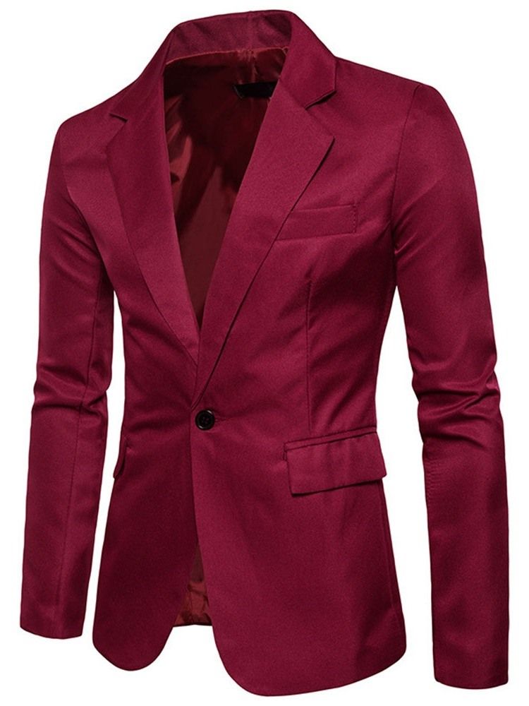 Notched Lapel Slim One Button Men's Leisure Blazer