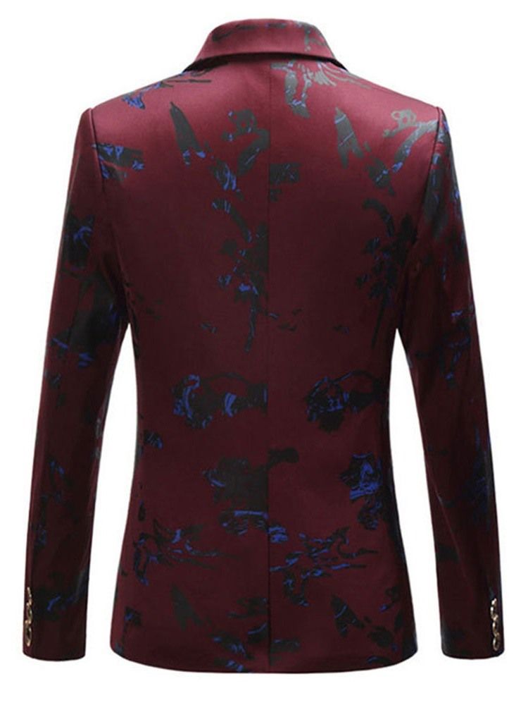 Notched Lapel Slim Print Herre Fritids Blazer