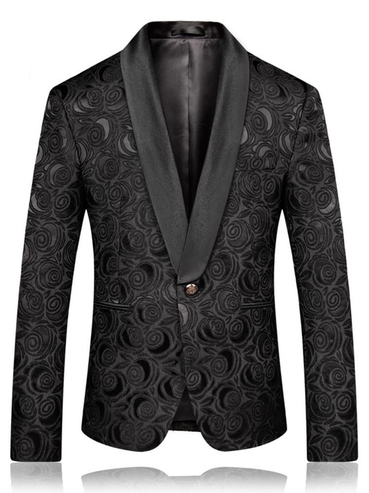 Notched Revers Button Geometric Men's Leisure Blazer