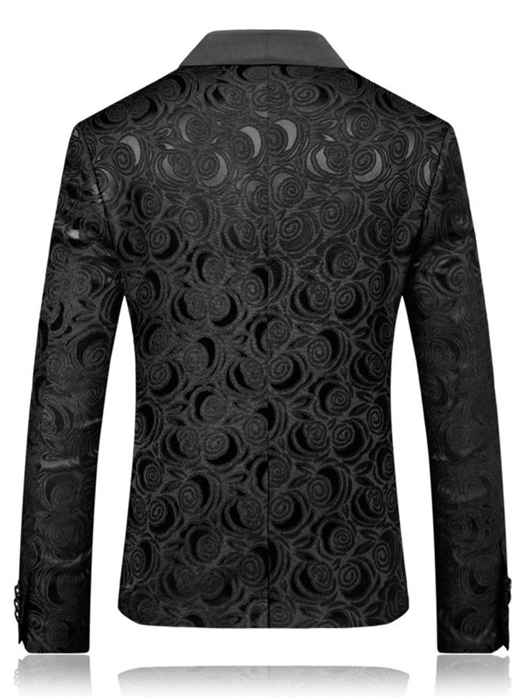 Notched Revers Button Geometric Men's Leisure Blazer