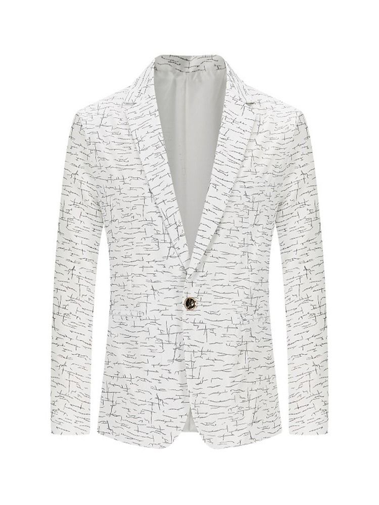 Notched Revers Print Herre Casual Fritids Blazer