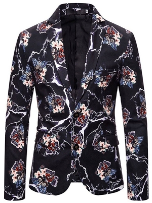 Notched Revers Print Herre Slim Leisure Blazer