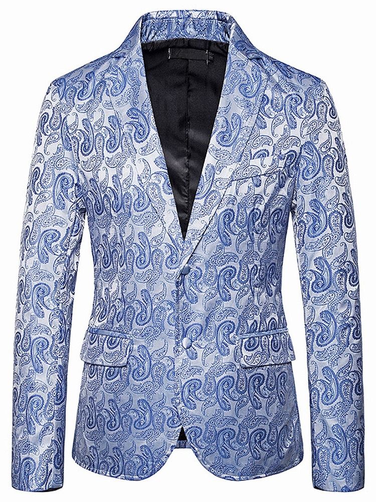 Notched Revers Print Single-breasted Men's Blazer Til Fritid