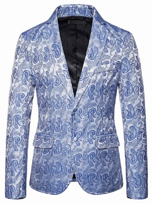 Notched Revers Print Single-breasted Men's Blazer Til Fritid