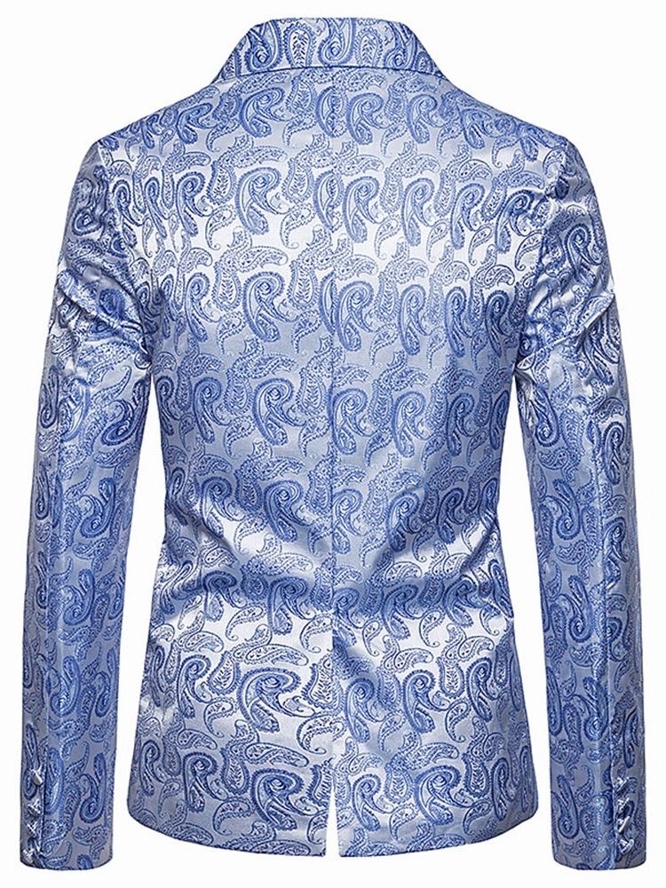 Notched Revers Print Single-breasted Men's Blazer Til Fritid