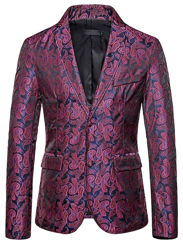 Notched Revers Print Single-breasted Men's Blazer Til Fritid