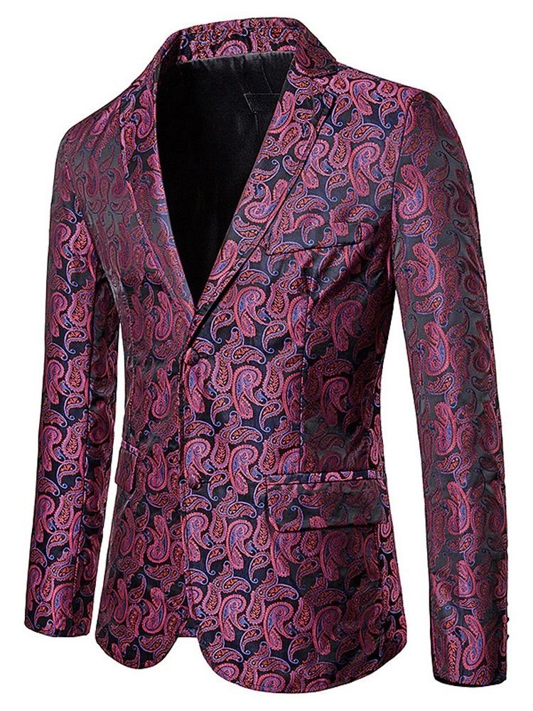 Notched Revers Print Single-breasted Men's Blazer Til Fritid