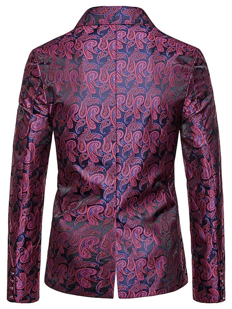 Notched Revers Print Single-breasted Men's Blazer Til Fritid