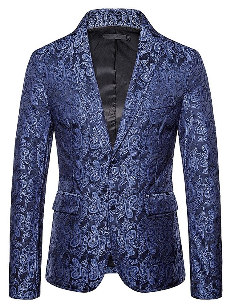 Notched Revers Print Single-breasted Men's Blazer Til Fritid