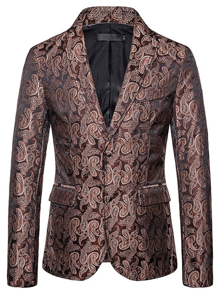 Notched Revers Print Single-breasted Men's Blazer Til Fritid