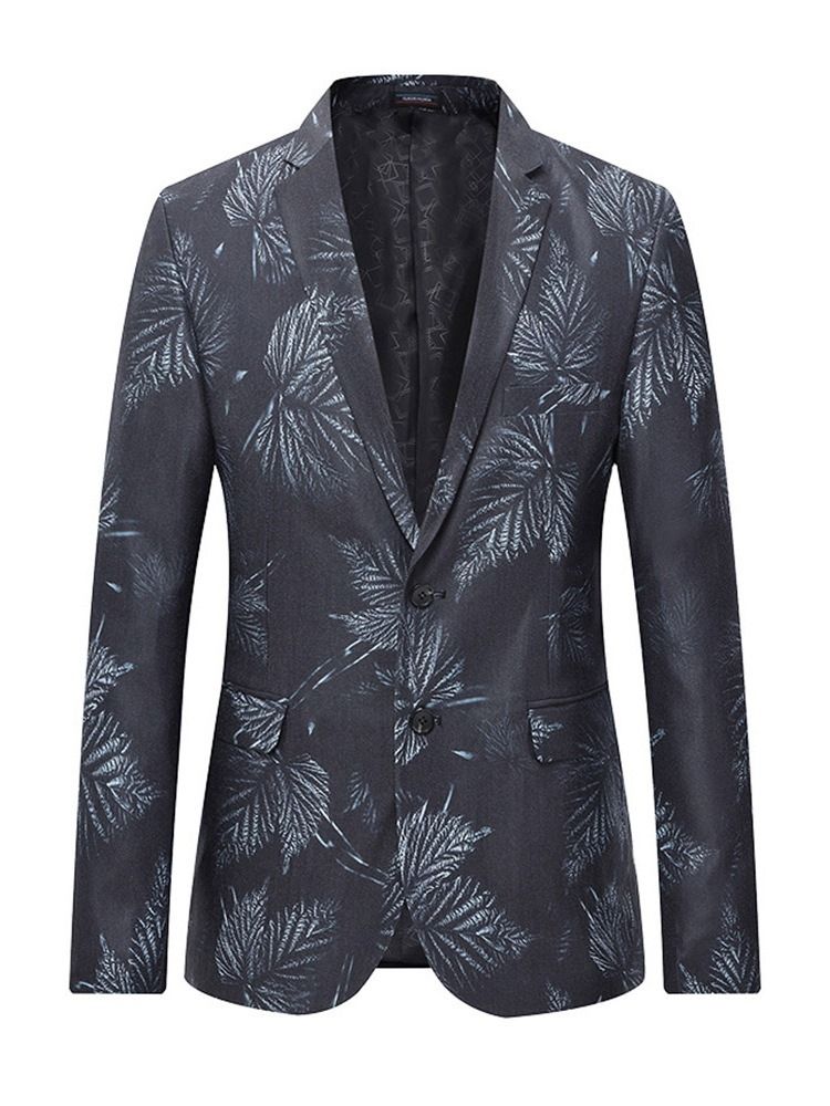 Notched Revers Print Slim Mens Blazer