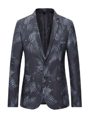 Notched Revers Print Slim Mens Blazer