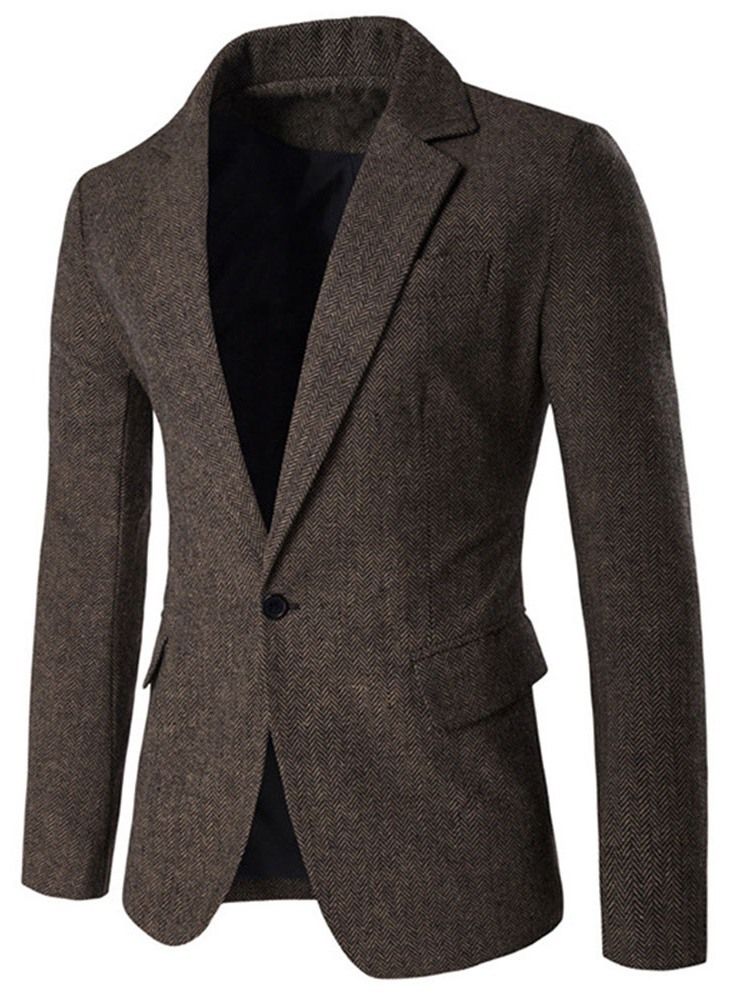 Notched Revers Slim Slim Blazer Til Mænd